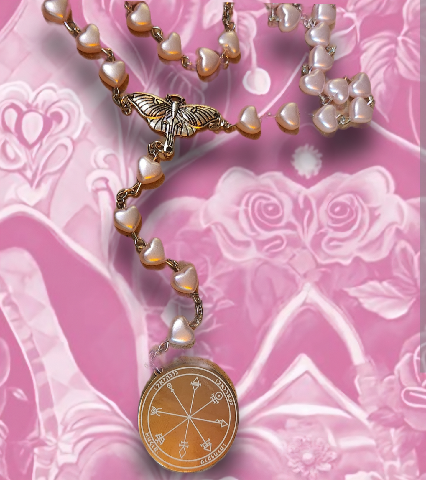 pentacle of venus pink heart rosary