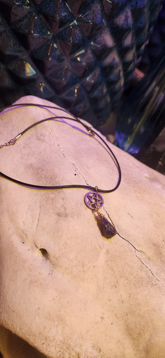 Manifestation pentagram necklace with amethyst