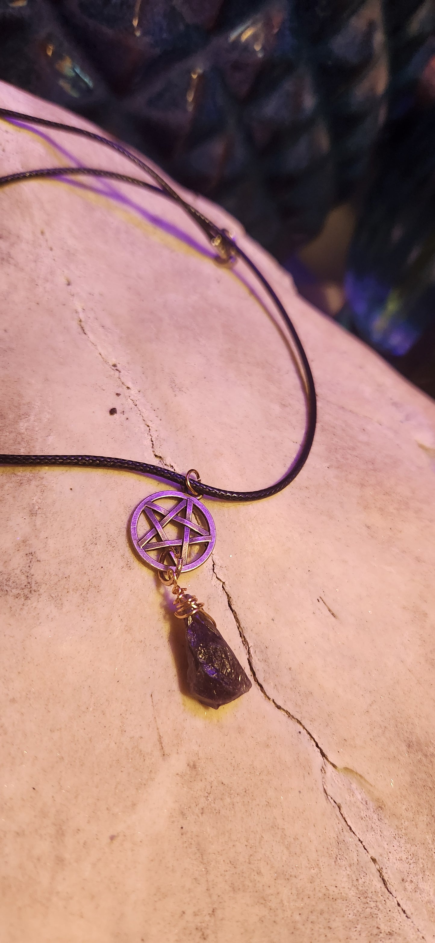 Manifestation pentagram necklace with amethyst