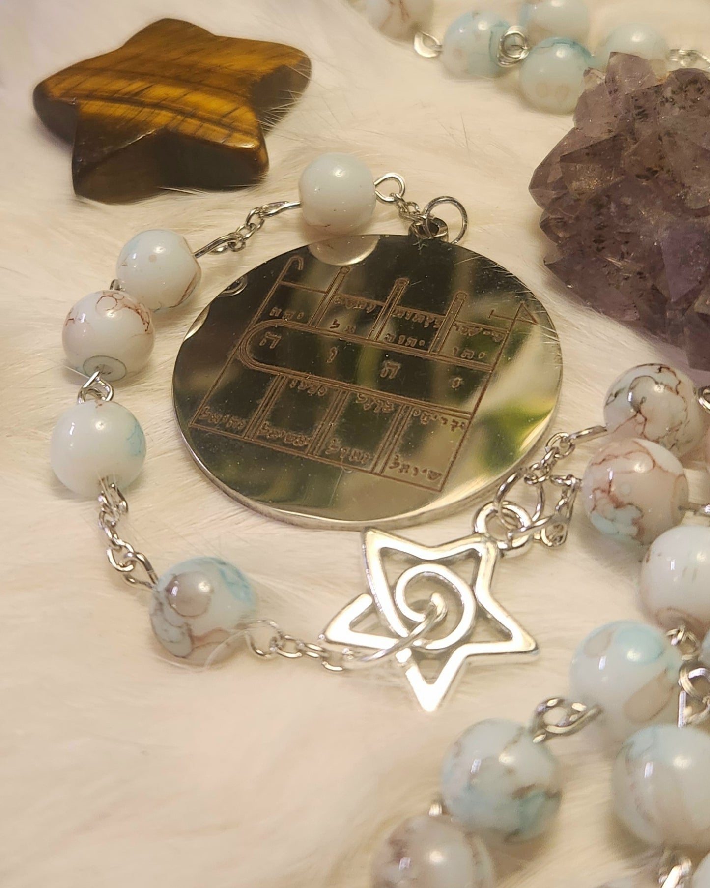 Moon pentacle prayer beads