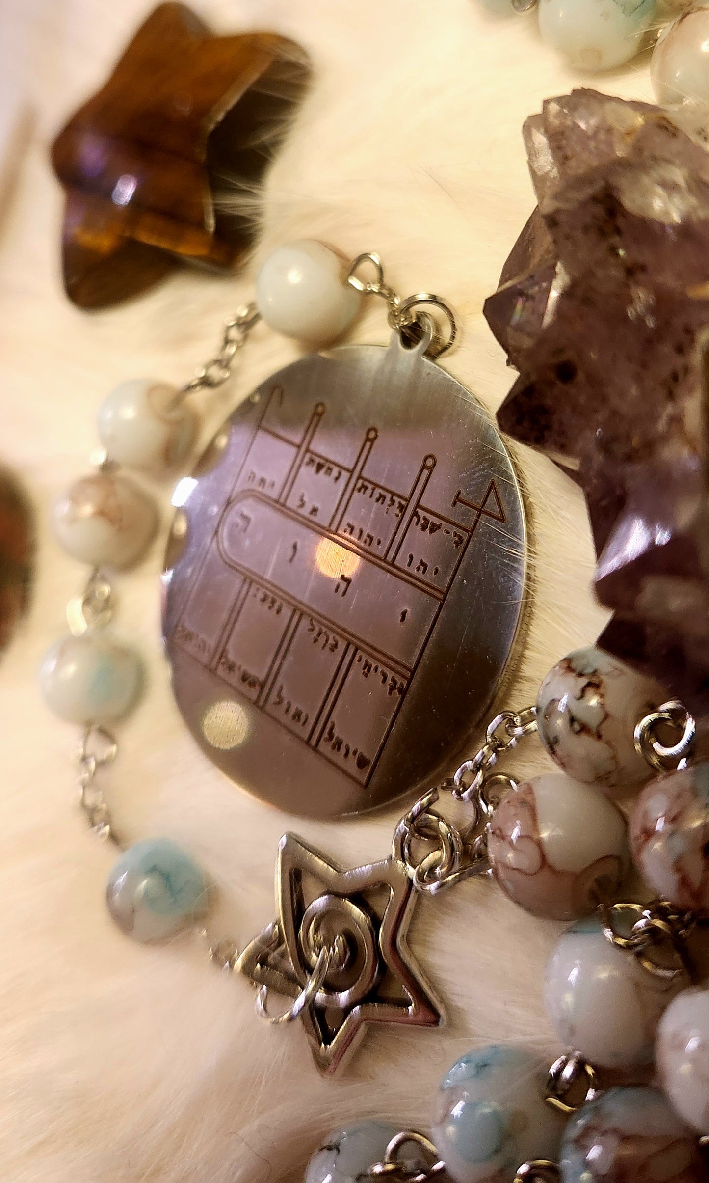 Moon pentacle prayer beads