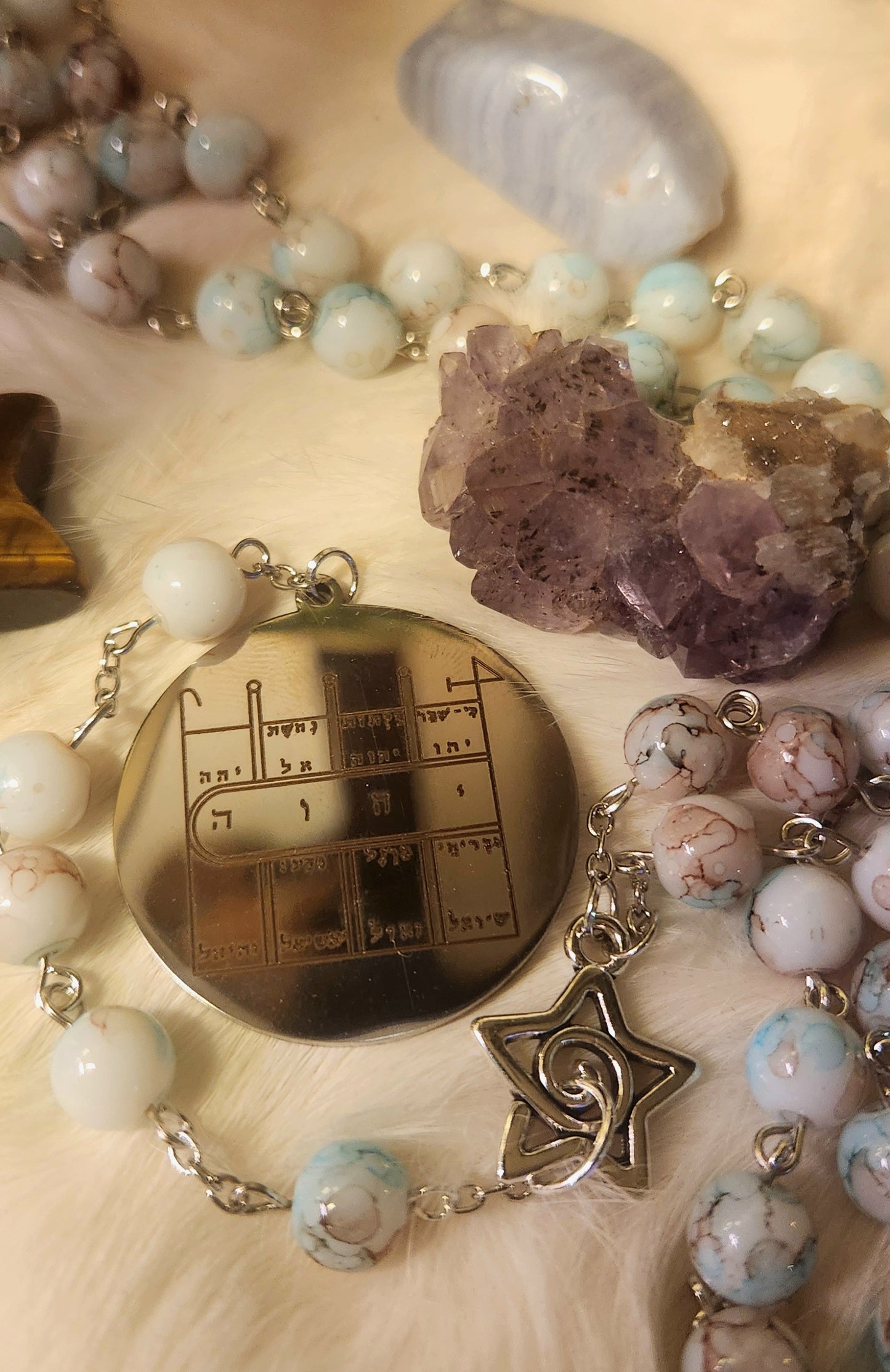 Moon pentacle prayer beads