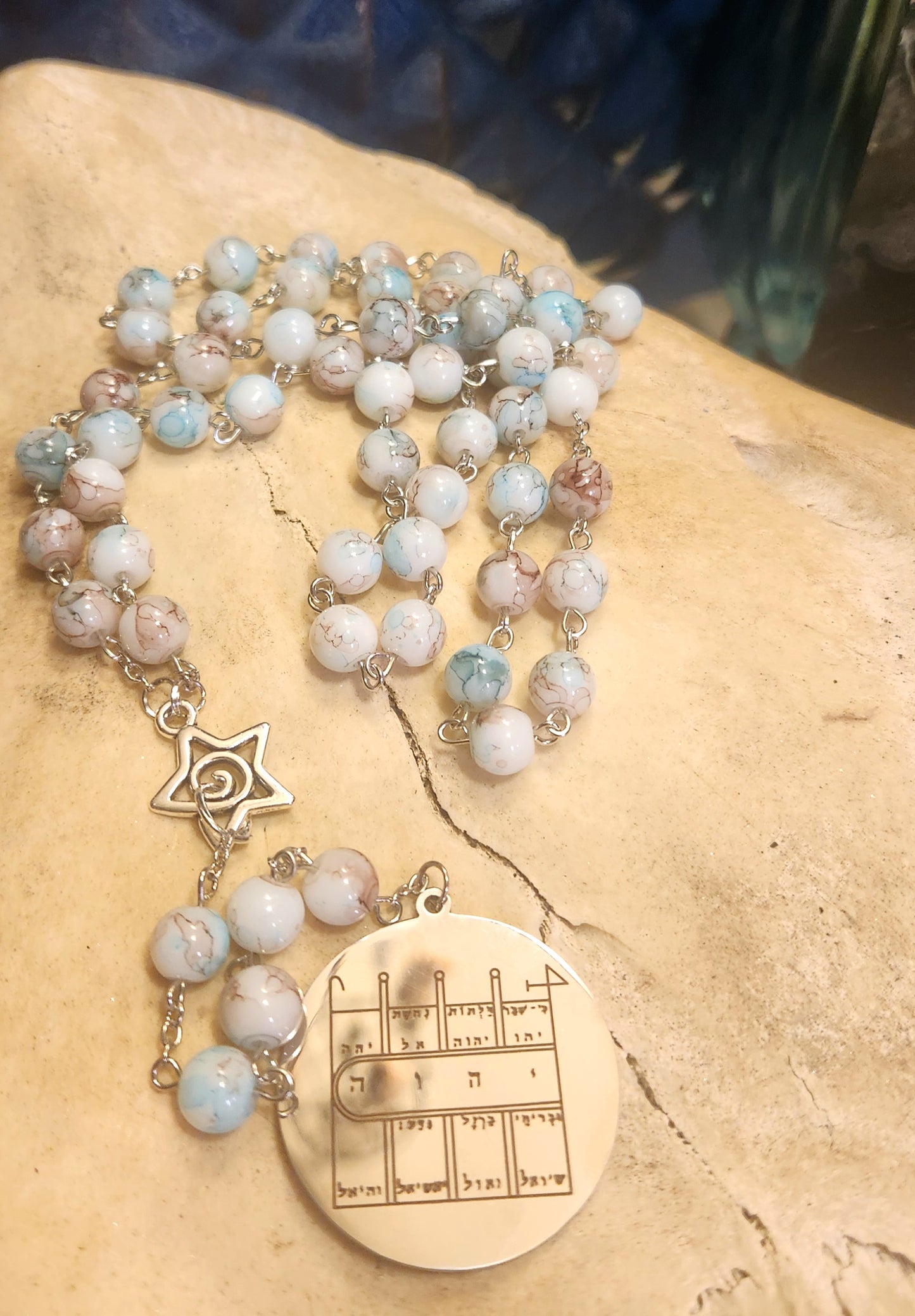 Moon pentacle prayer beads