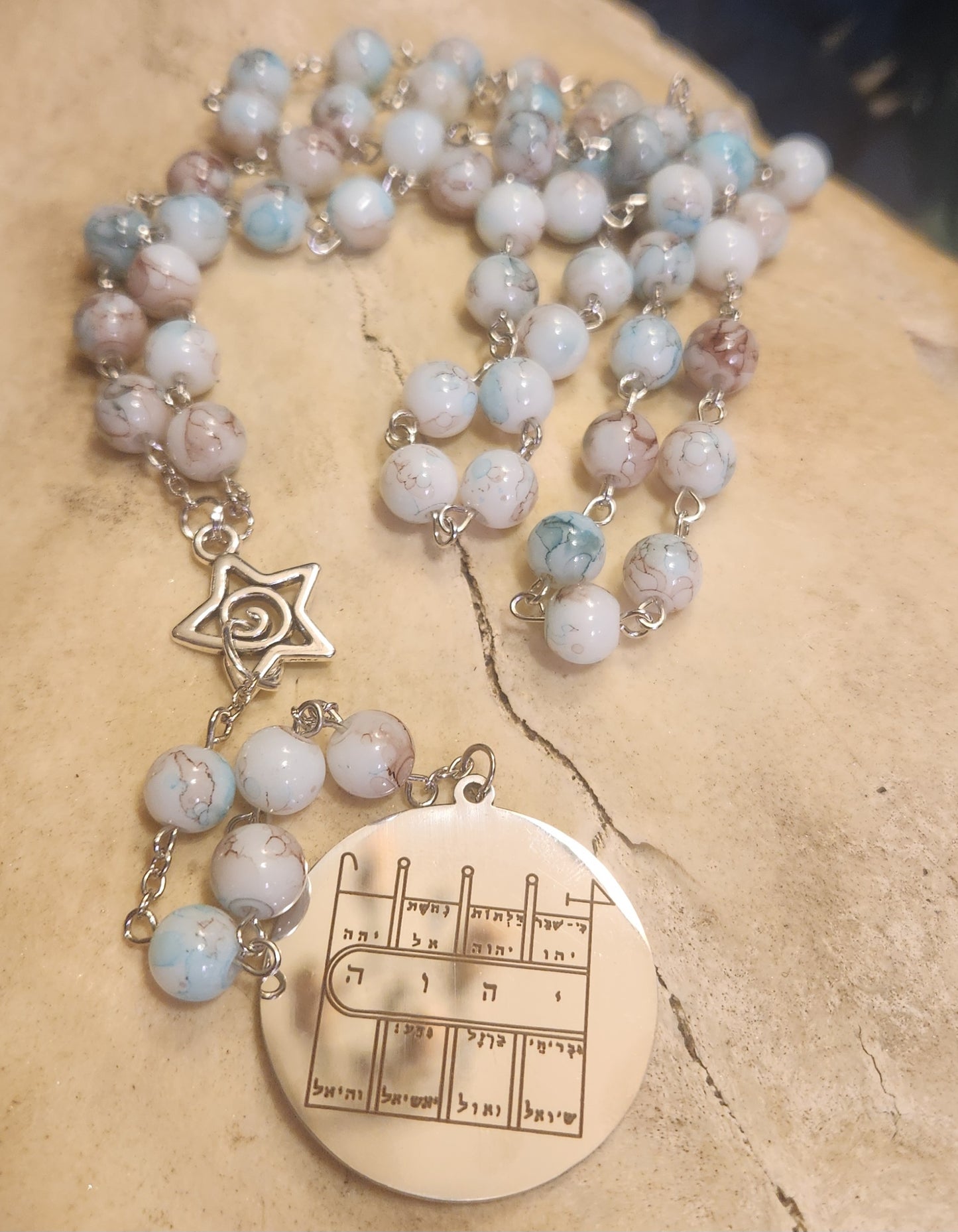 Moon pentacle prayer beads