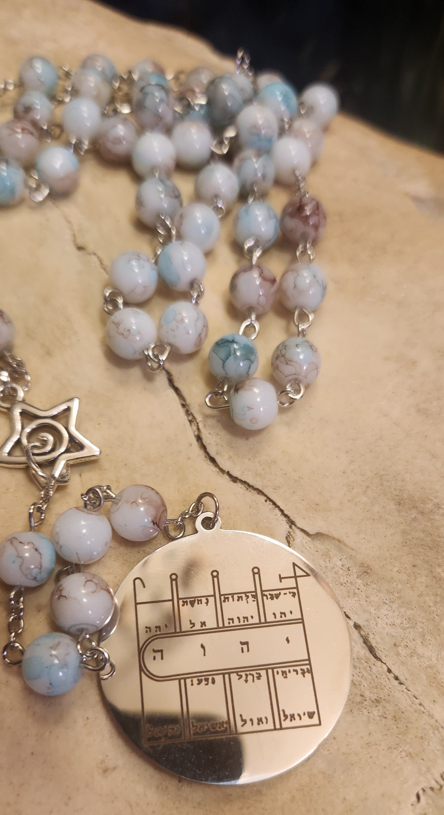 Moon pentacle prayer beads