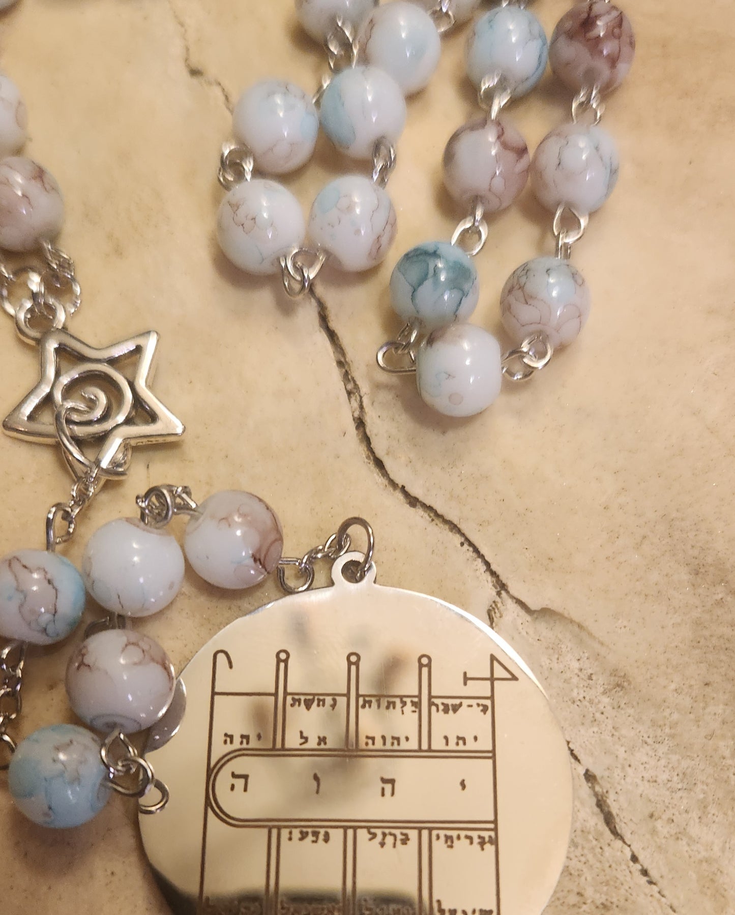 Moon pentacle prayer beads