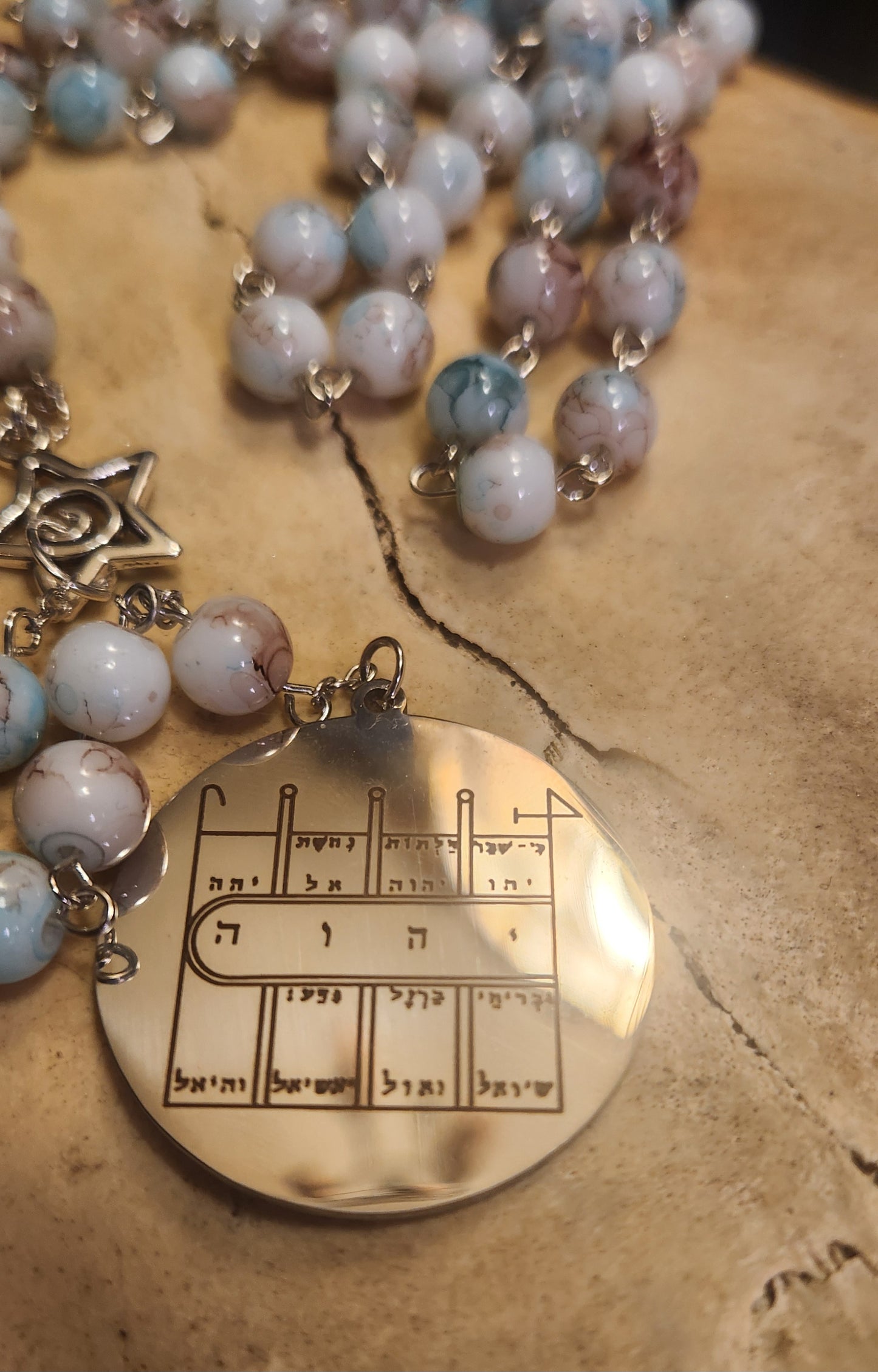 Moon pentacle prayer beads