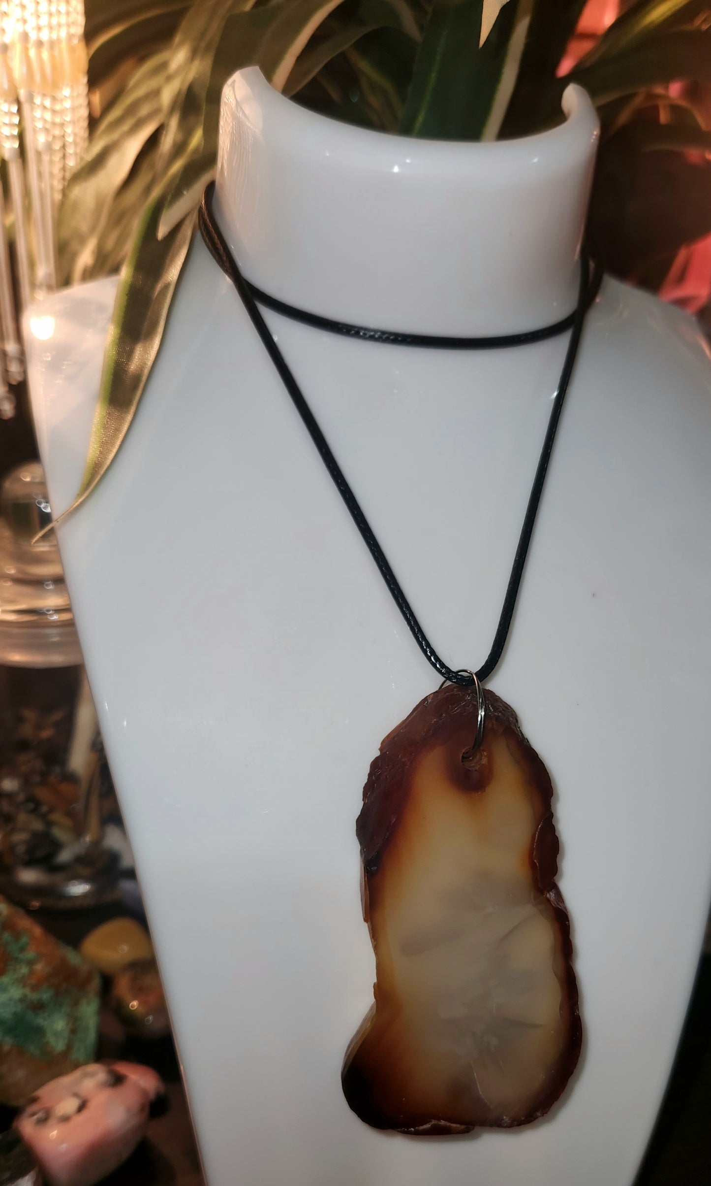 rough carnelian slab necklace