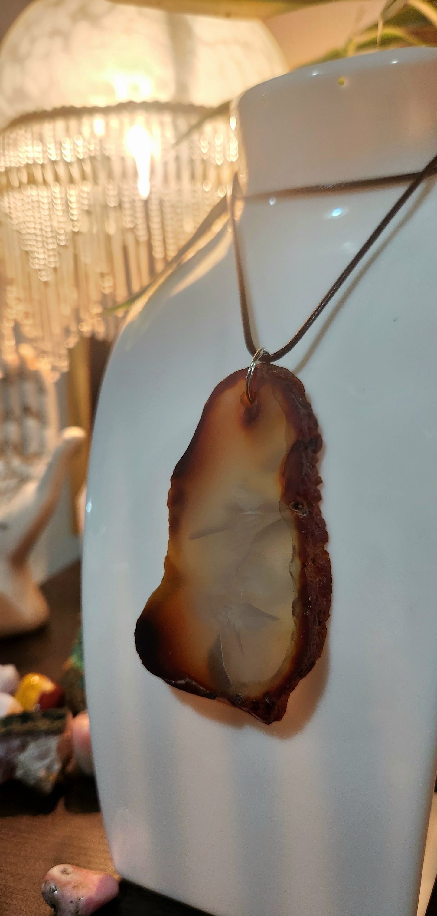 rough carnelian slab necklace